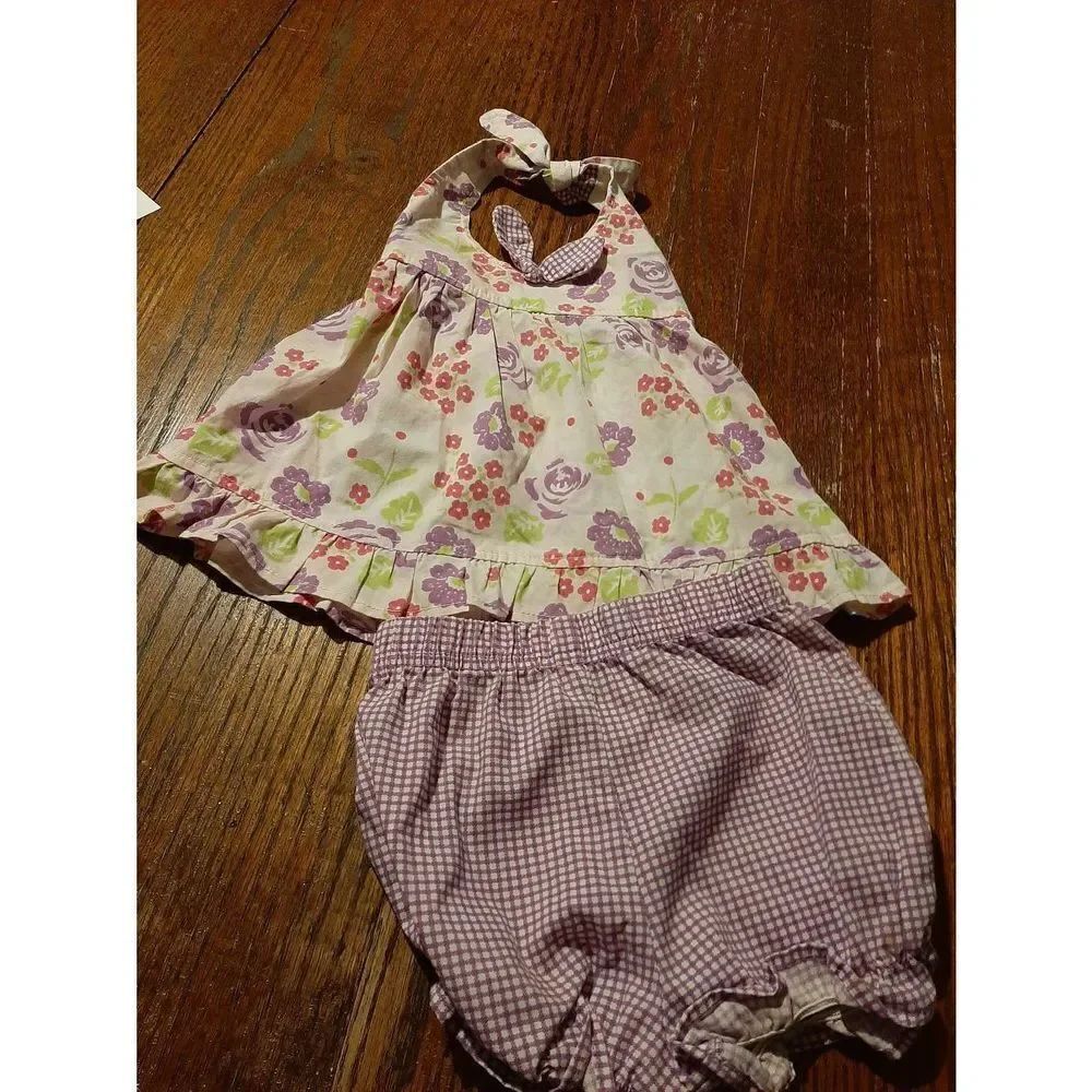 3/6 Month Penelope Mack Sleeveless Halter Dress with Diaper Cover Purple Pink